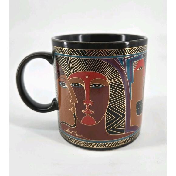 Vintage 80s Laurel Burch Signed Coffee Mug Ancient Ancestors 1988 Japan Tea Cup - Picture 1 of 9